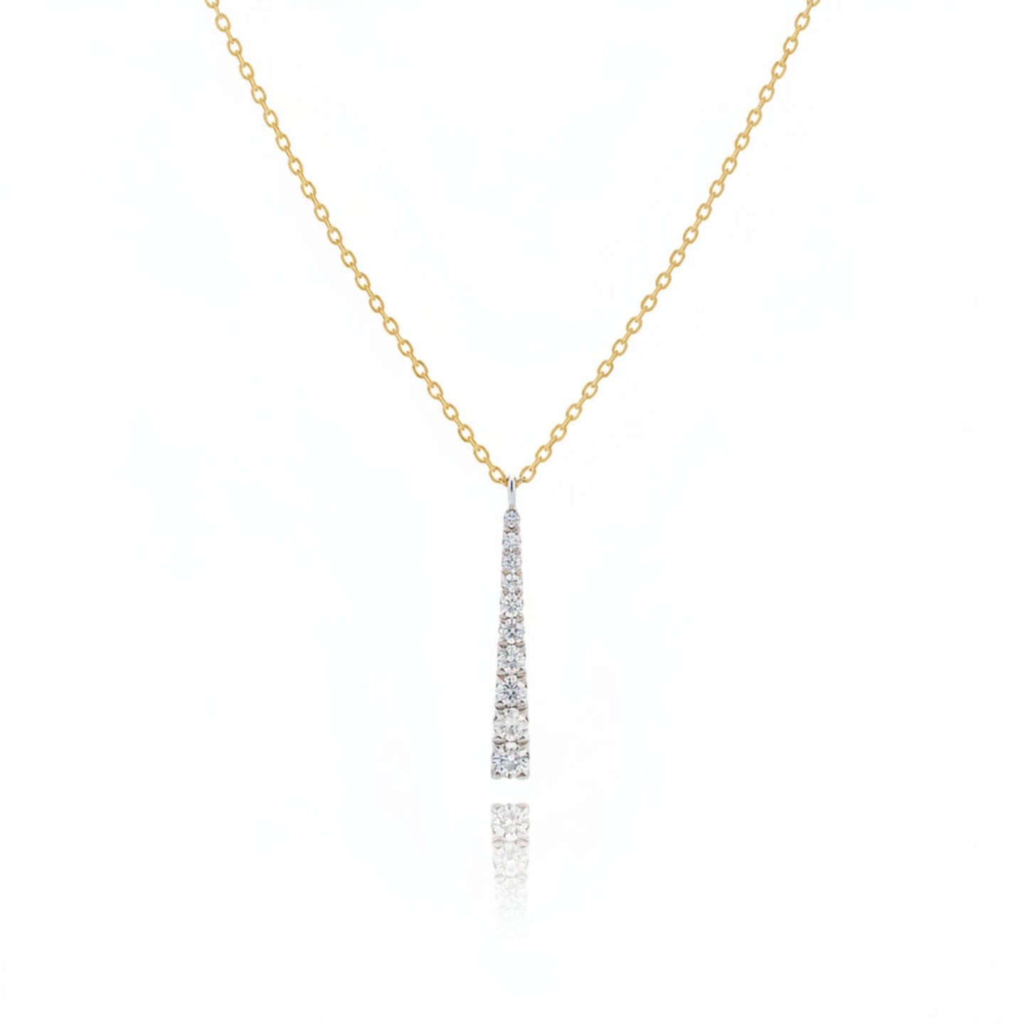 Natural Diamond Tapered Bar Necklace