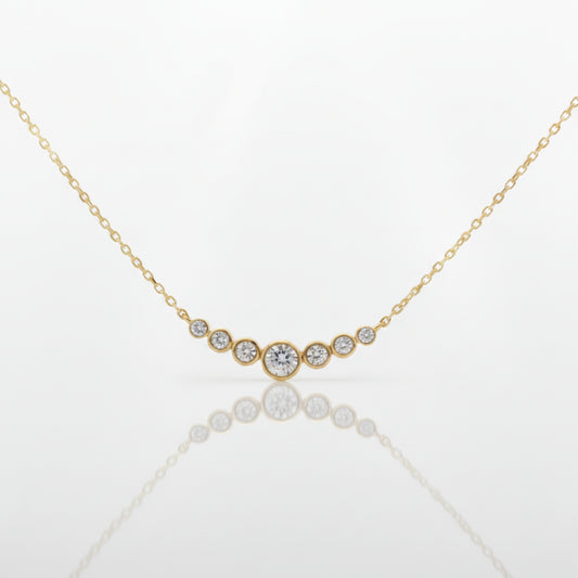 Curved Bezel Set Natural Diamond Necklace