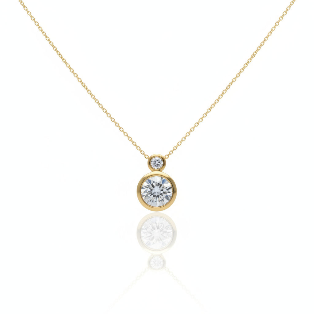 Bezel Set Lab Grown Diamond & White Topaz Necklace