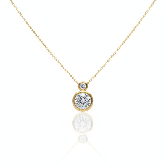Bezel Set Lab Grown Diamond & White Topaz Necklace