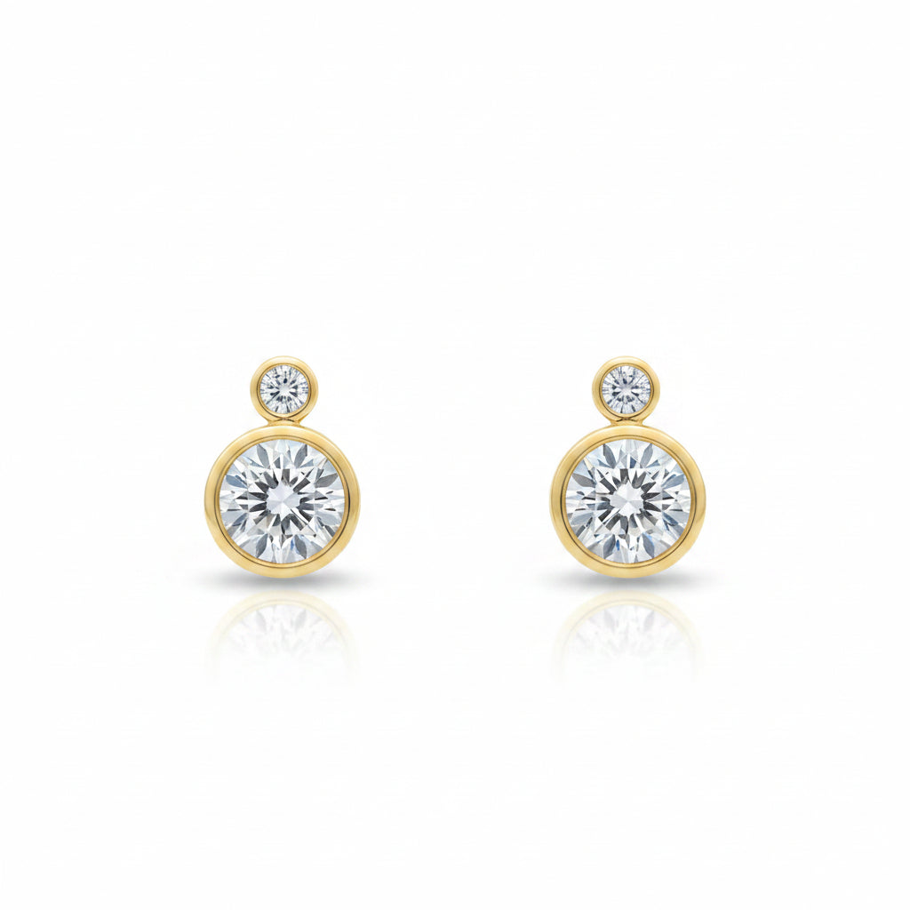 Bezel Set Lab Grown Diamond & White Topaz Stud Earrings
