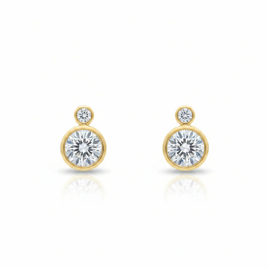 Bezel Set Lab Grown Diamond & White Topaz Stud Earrings