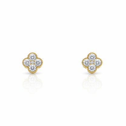 9ct Yellow Gold Lab Grown Diamond Flower Studs