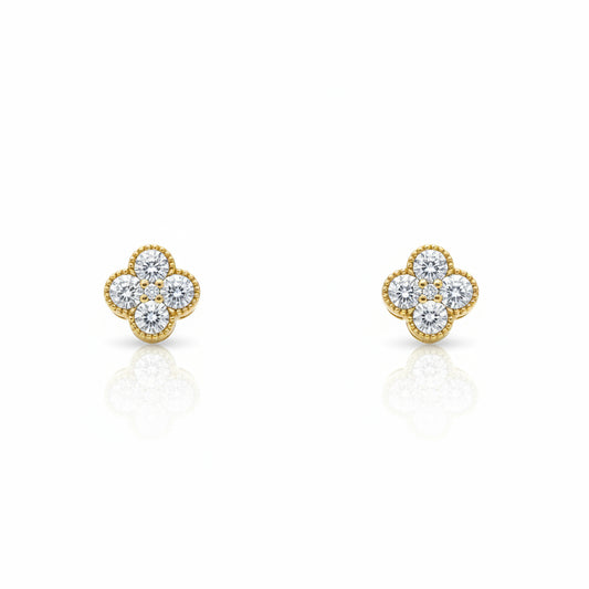 Lab Grown Diamond Flower Cluster Stud Earrings
