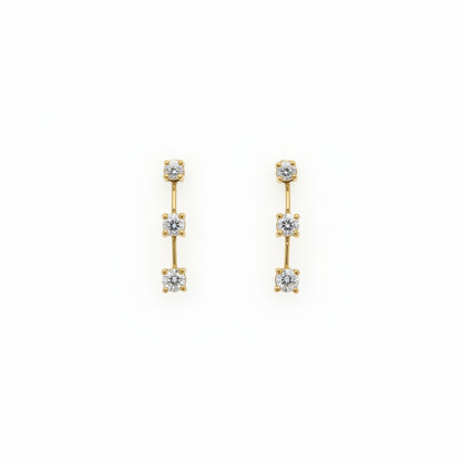 18ct Yellow Gold Diamond Bar Drop Earrings