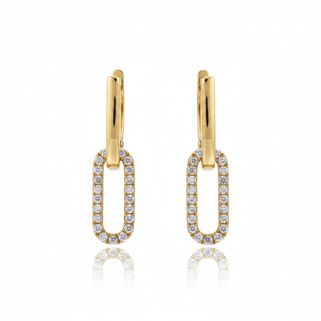 Lab Grown Diamond Paperclip Drop Huggie Earrings