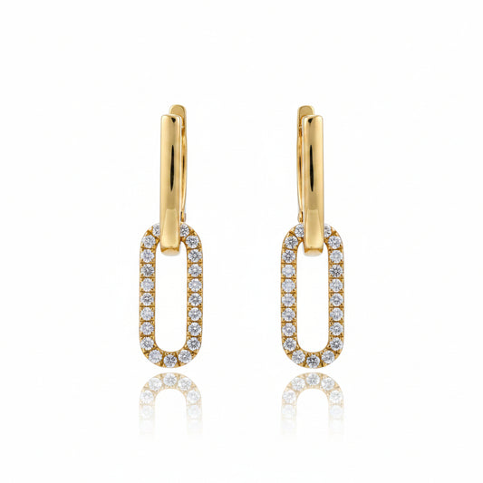 Lab Grown Diamond Paperclip Drop Huggie Earrings