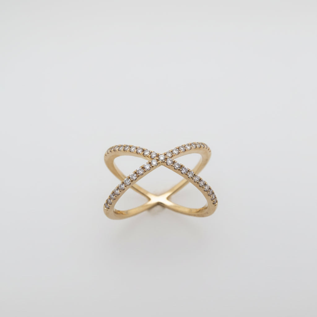 9ct Yellow Gold Lab Grown Diamond Crossover Dress Ring