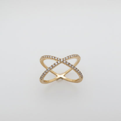 9ct Yellow Gold Lab Grown Diamond Crossover Dress Ring