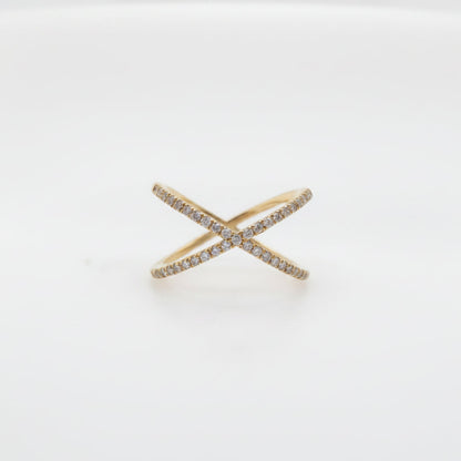 9ct Yellow Gold Lab Grown Diamond Crossover Dress Ring