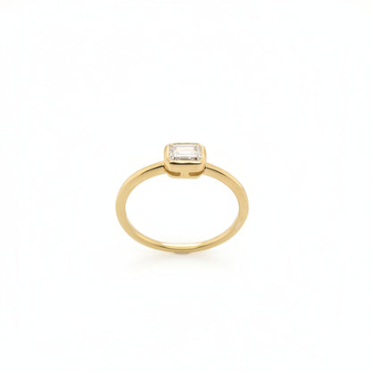 9ct Yellow Gold East-West Bezel Set Emerald Cut Lab Grown Diamond Ring