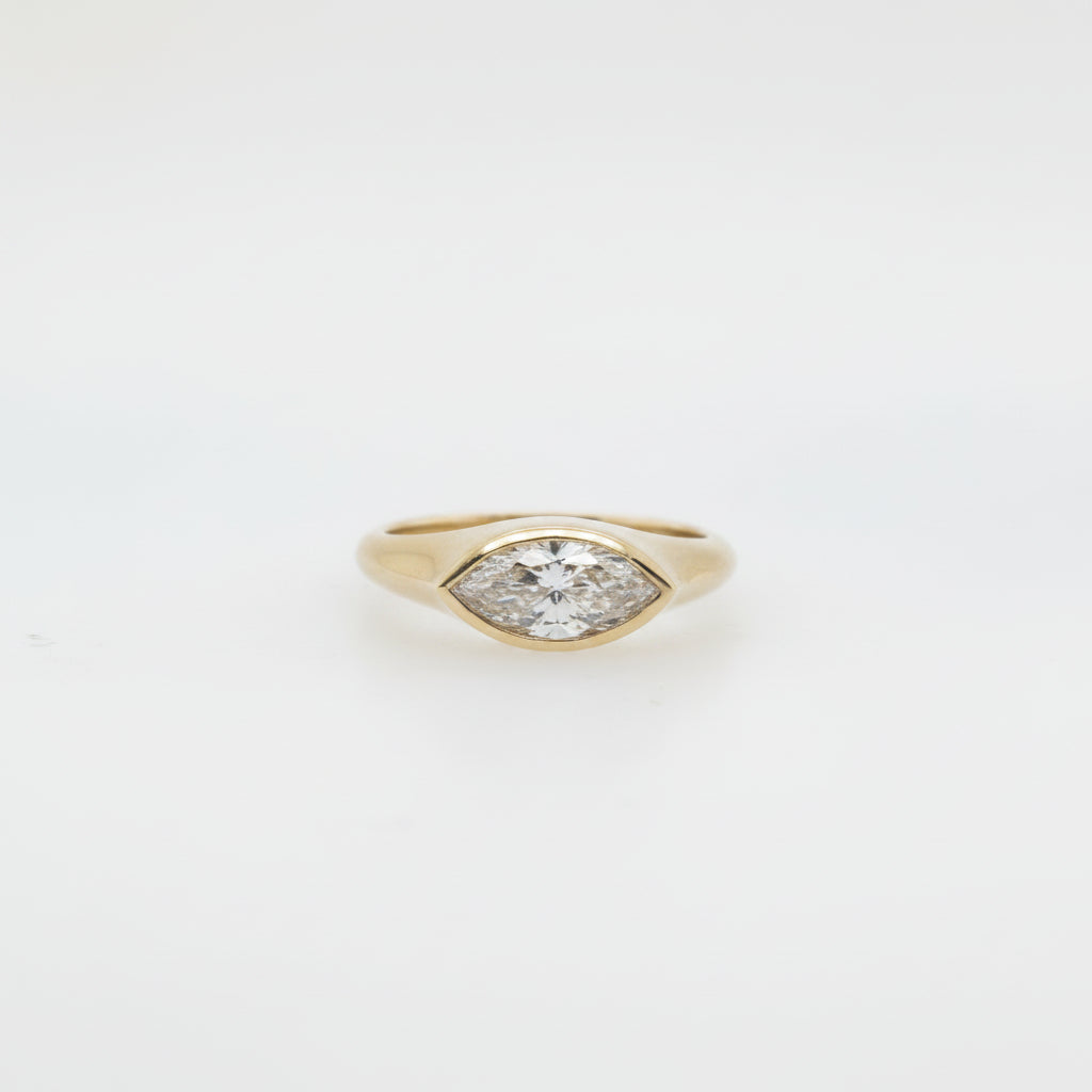 9ct Yellow Gold East-West Bezel Set Marquise Cut Lab Grown Diamond Ring