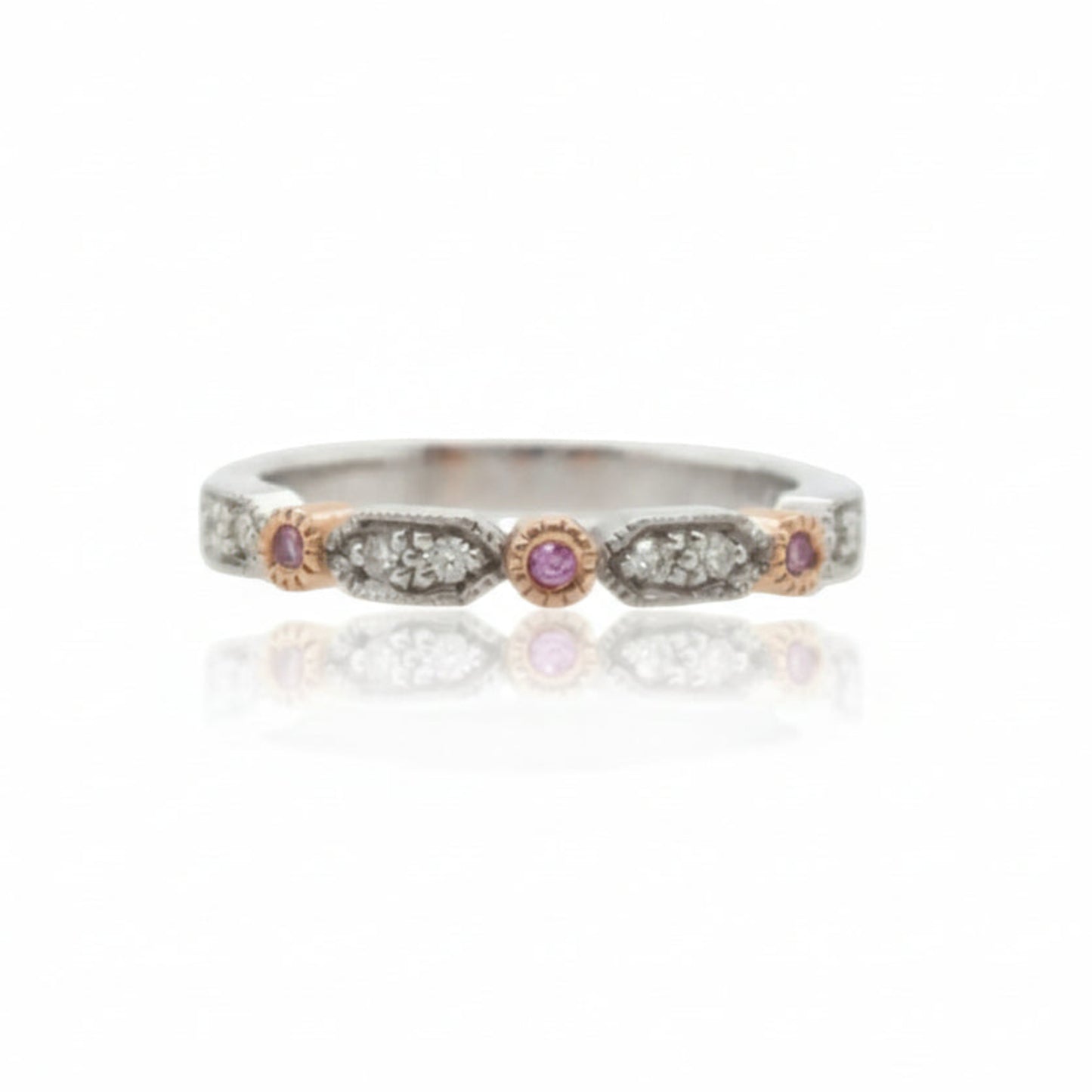 Handmade White & Pink Diamond Ring