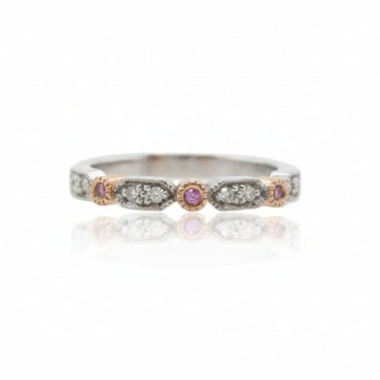 Handmade White & Pink Diamond Ring