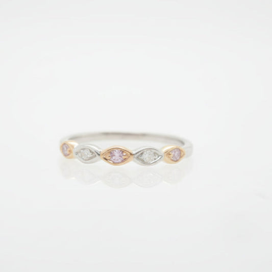 White & Pink Marquise Shapes Ring
