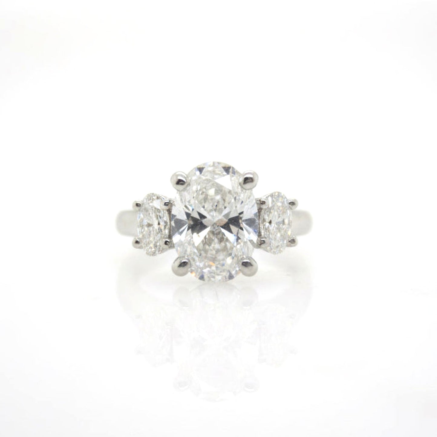 Platinum Oval Trilogy Lab Grown Diamond Ring