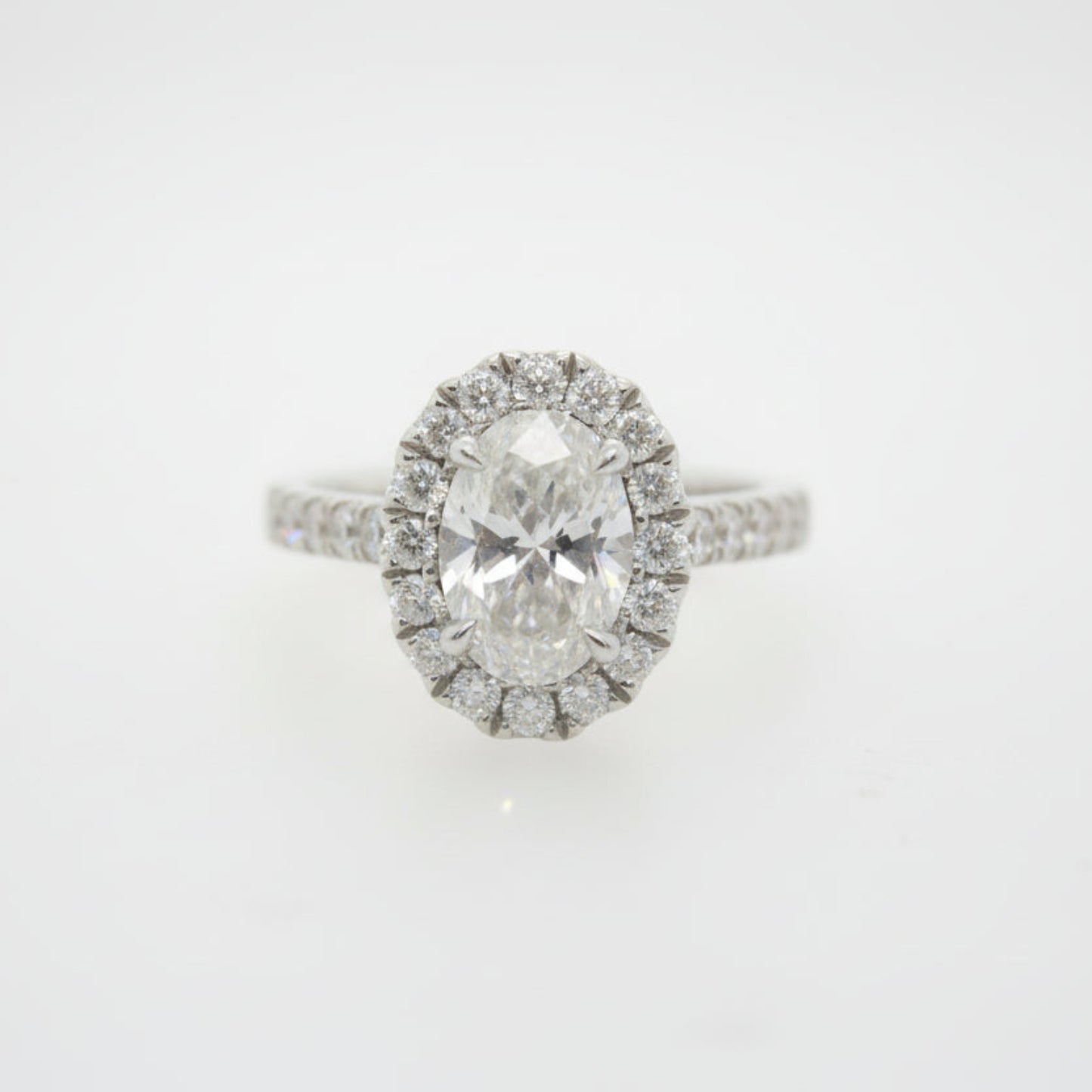 Platinum Handmade Oval Diamond Halo Ring