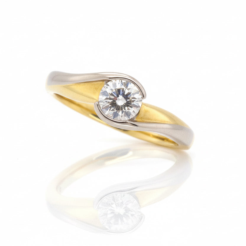 Two Tone Round Brilliant Cut Diamond Ring