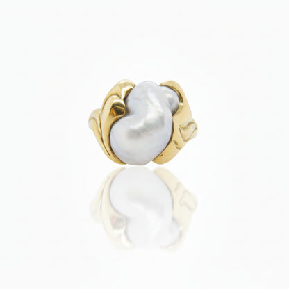 South Sea Grey Keshi Pearl Ring
