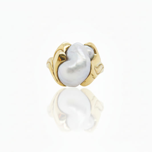 South Sea Grey Keshi Pearl Ring