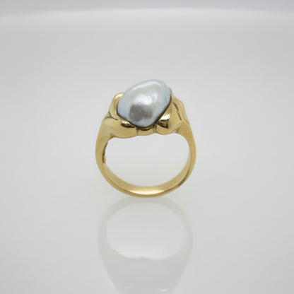 South Sea Grey Keshi Pearl Ring