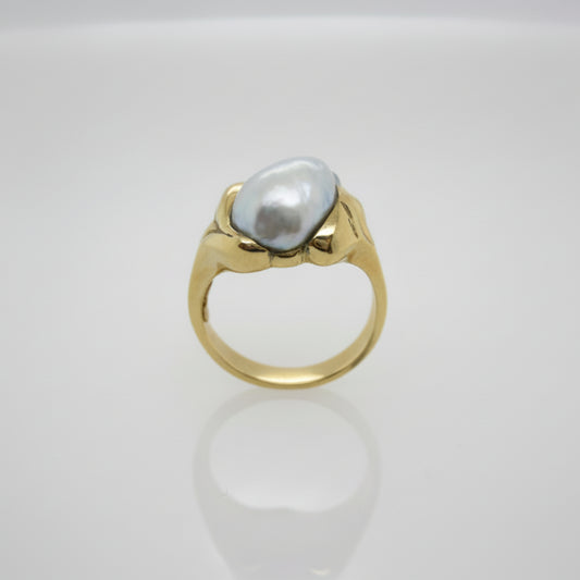 South Sea Grey Keshi Pearl Ring