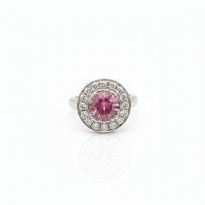 18ct White Gold Handmade Pink Sapphire & Diamond Ring