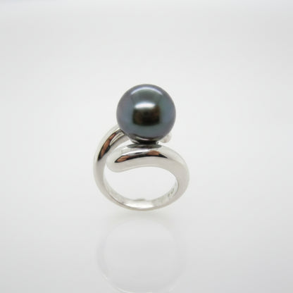 9ct White Gold 12mm Tahitian Pearl Ring