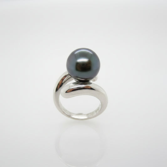 9ct White Gold 12mm Tahitian Pearl Ring