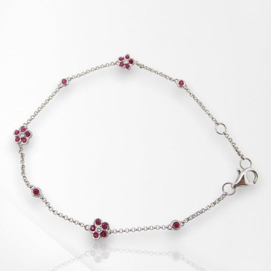 Ruby and Diamond Floral Bracelet