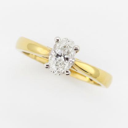 Handmade Two Tone 4-Claw Oval Diamond Ring