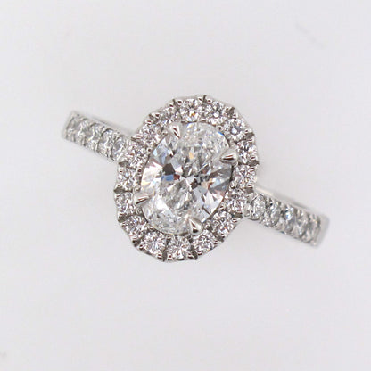 Platinum Handmade Oval Diamond Halo Ring
