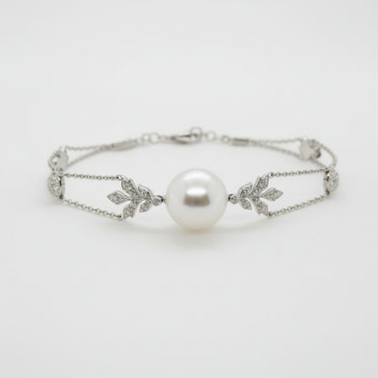 18ct White Gold Broome Pearl & Diamond Bracelet