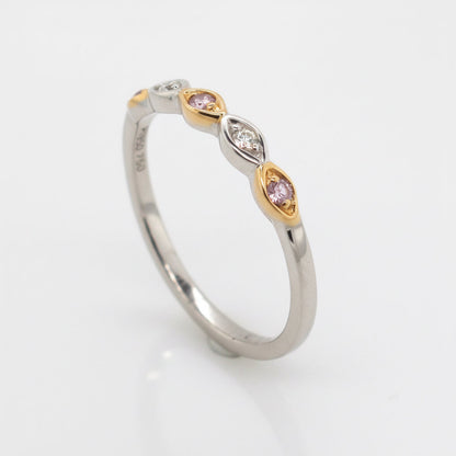 18ct White & Rose Gold White & Pink Diamond Ring
