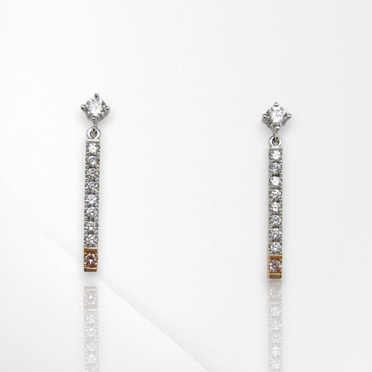 Pink Diamond Stud Drop Earrings