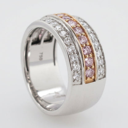 3-Row White & Pink Diamond Ring