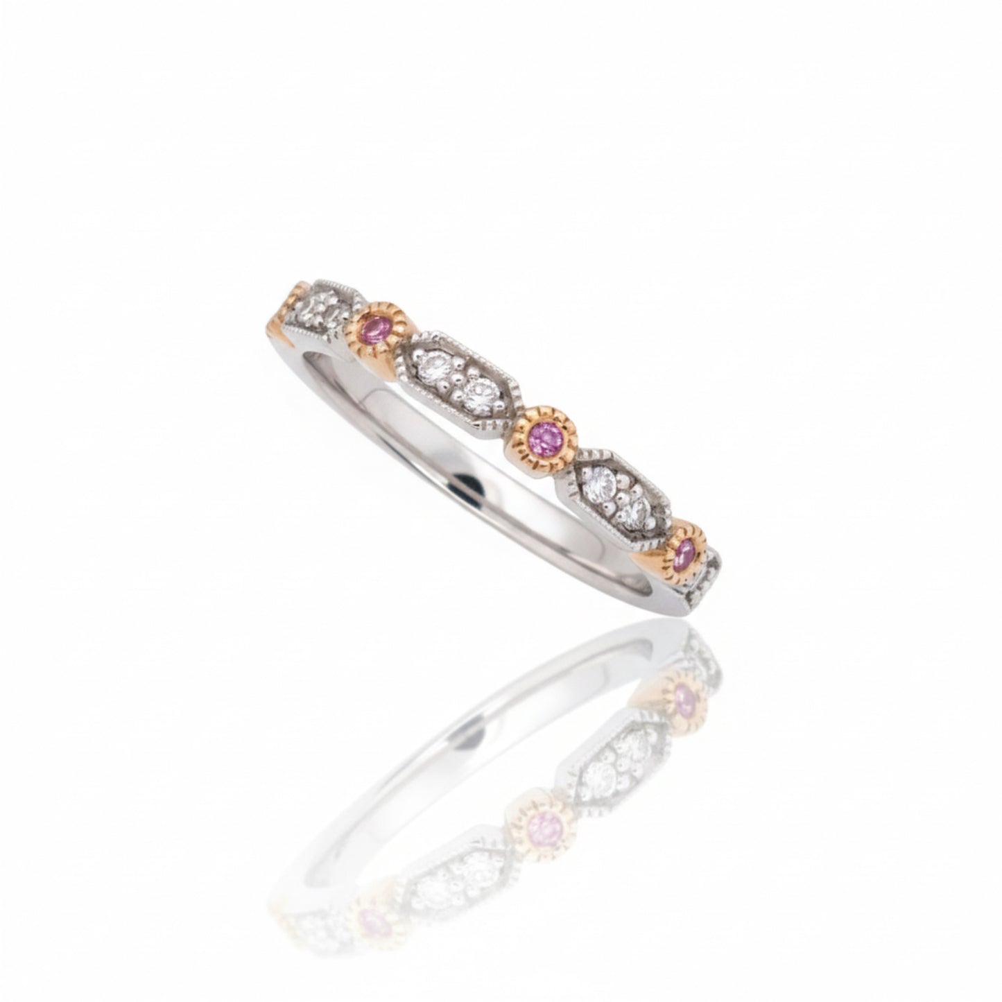 Handmade White & Pink Diamond Ring