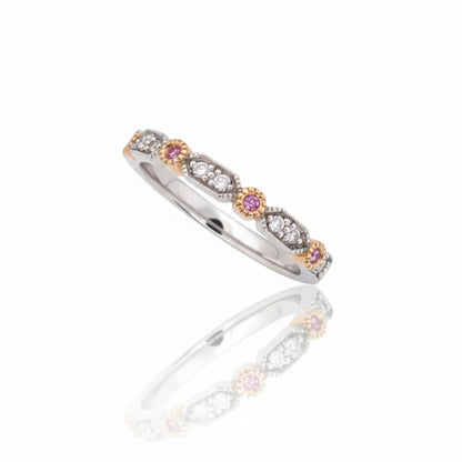 Handmade White & Pink Diamond Ring