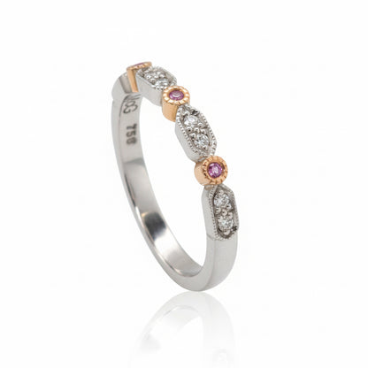 Handmade White & Pink Diamond Ring