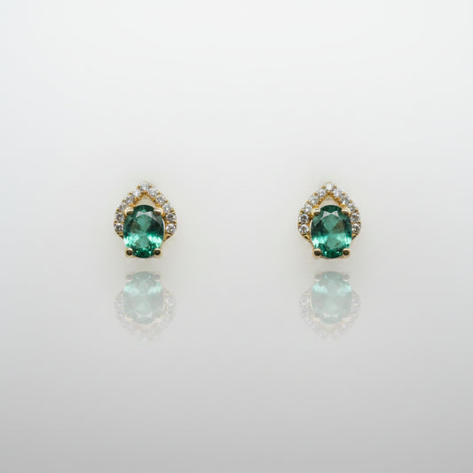 Emerald & Diamond Stud Earrings