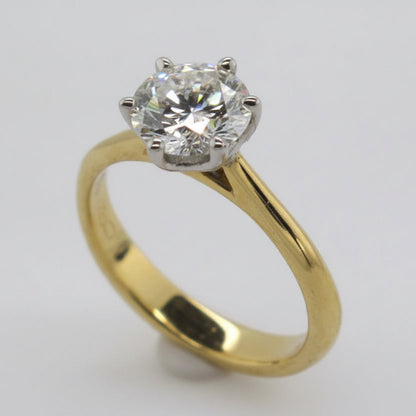 18ct Yellow & White Gold Round Brilliant Cut Lab Grown Diamond Ring
