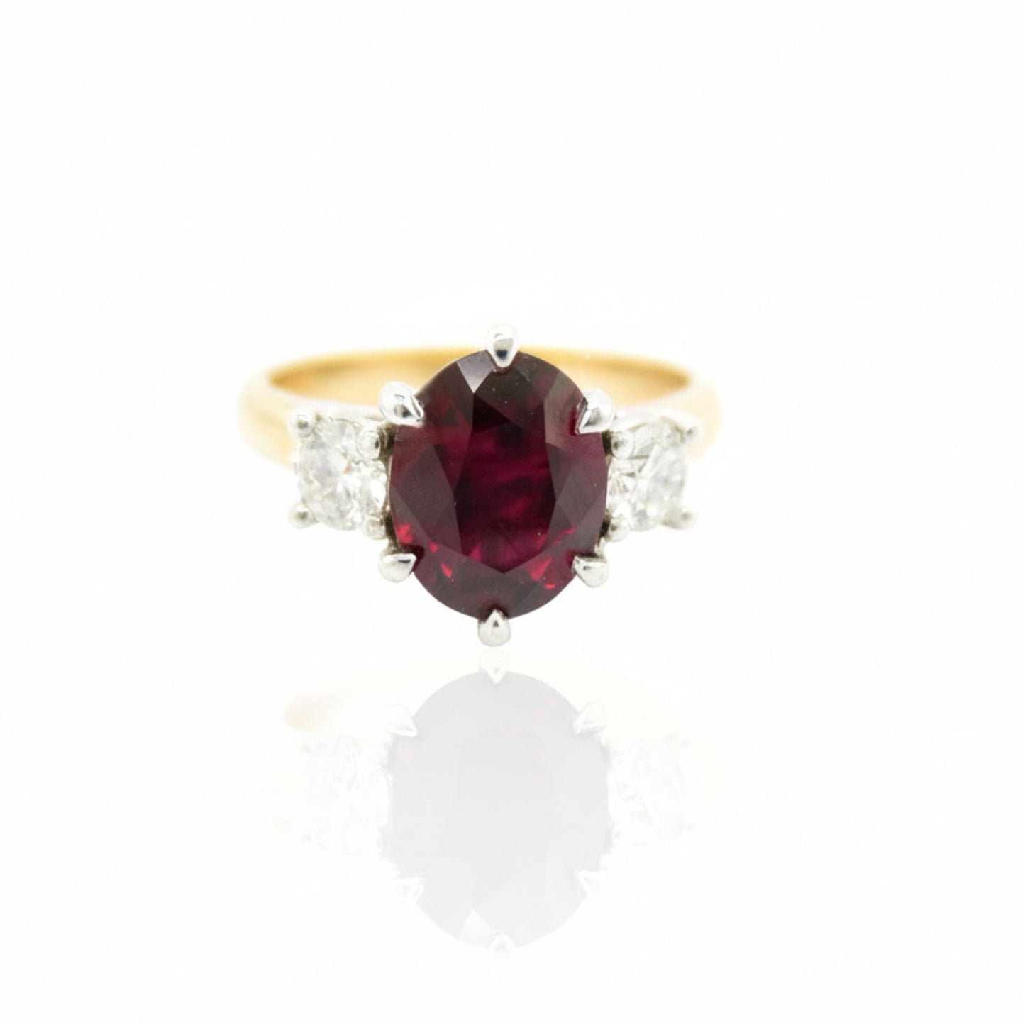 Handmade Oval Ruby and Diamond Ring