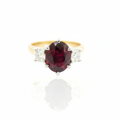 Handmade Oval Ruby and Diamond Ring
