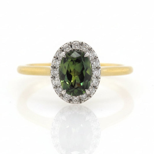 Australian Green Sapphire & Diamond Ring