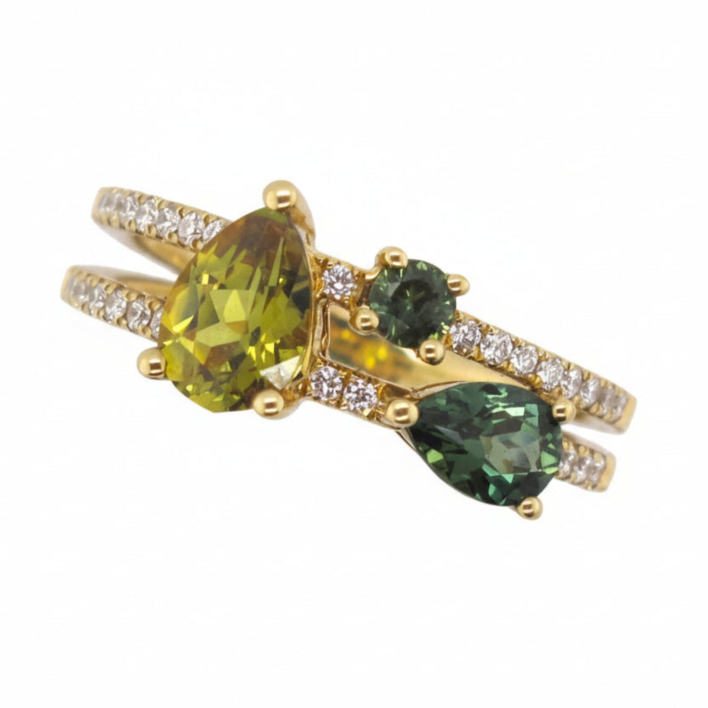 18ct Yellow Gold Brilliant Cut Multi-Colour Australian Sapphire Split Ring