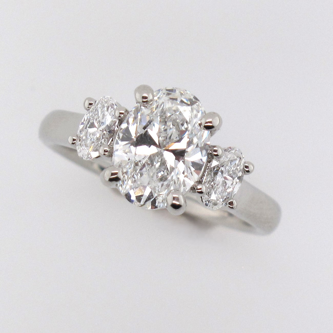 Platinum Oval Trilogy Lab Grown Diamond Ring