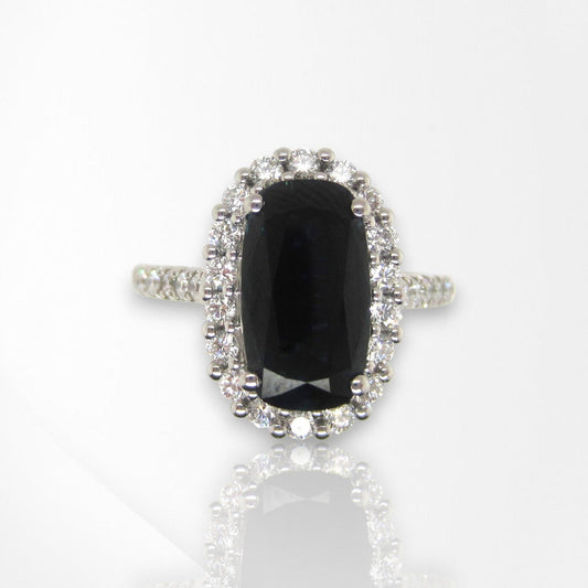 18ct White Gold Australian Sapphire & Diamond Ring