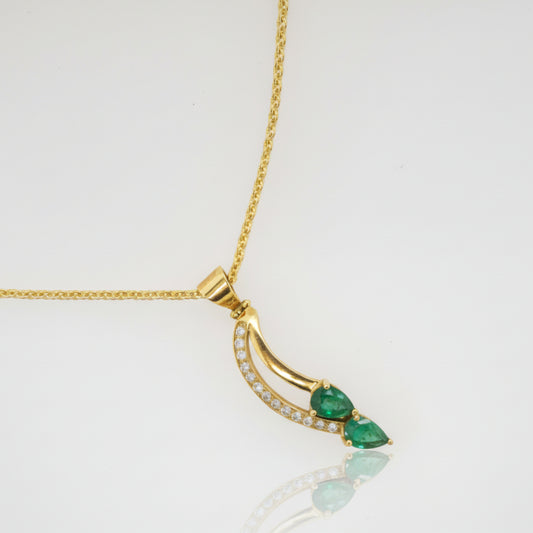 Pear Shape Emerald & Diamond Pendant