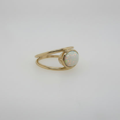 9ct Yellow Gold Bezel Set Opal Ring