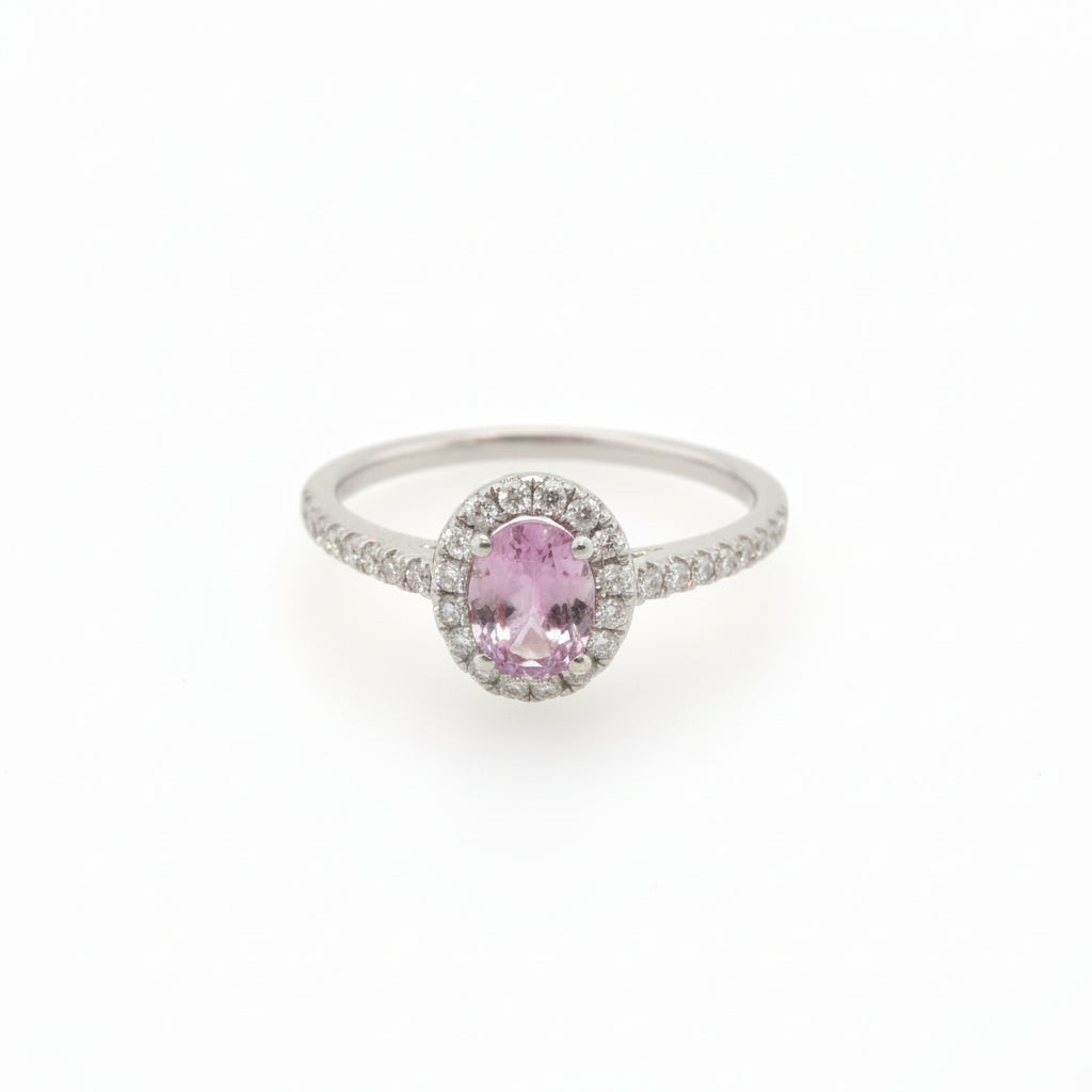 18ct White Gold Pink Sapphire & Diamond Ring